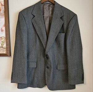 HAGGAR Men's Gray Plaid Tweed Two-Button Blazer Sport Coat Jacket 42S